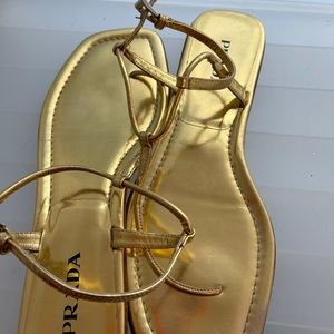 PRADA GOLD LEATHER SANDLES
